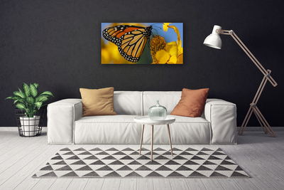 Canvas doek foto Butterfly flower nature