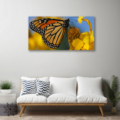 Canvas doek foto Butterfly flower nature