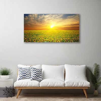 Canvas doek foto Zon meadow zonnebloemen