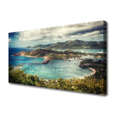 Canvas doek foto Bay boats landschap