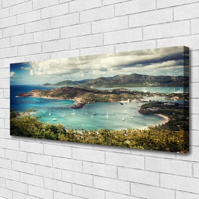 Canvas doek foto Bay boats landschap