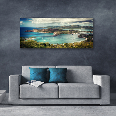 Canvas doek foto Bay boats landschap