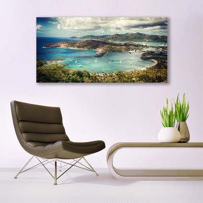 Canvas doek foto Bay boats landschap