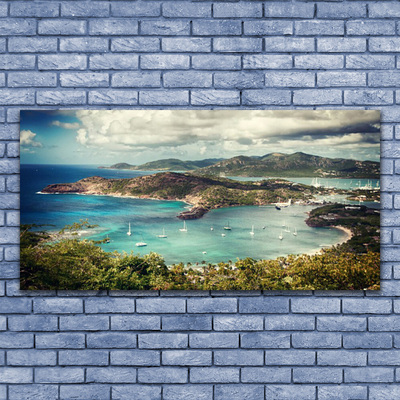 Canvas doek foto Bay boats landschap