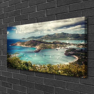 Canvas doek foto Bay boats landschap