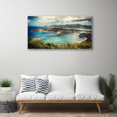 Canvas doek foto Bay boats landschap