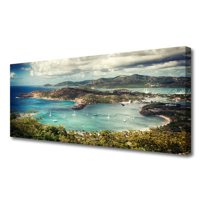 Canvas doek foto Bay boats landschap