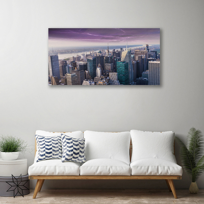 Canvas doek foto Wolkenkrabbers van de stad huizen