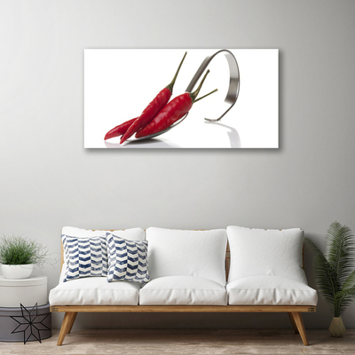 Canvas doek foto Spoon chili kitchen