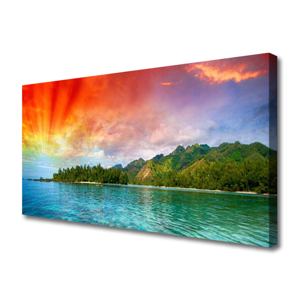 Canvas doek foto Sky sea bos landschap