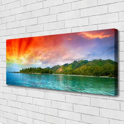 Canvas doek foto Sky sea bos landschap