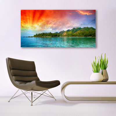 Canvas doek foto Sky sea bos landschap