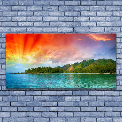 Canvas doek foto Sky sea bos landschap