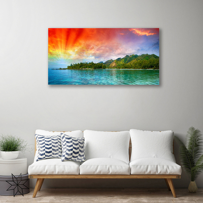 Canvas doek foto Sky sea bos landschap