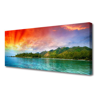 Canvas doek foto Sky sea bos landschap