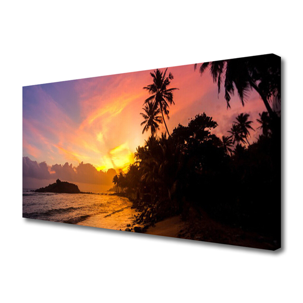 Canvas doek foto Sea sun palm landschap