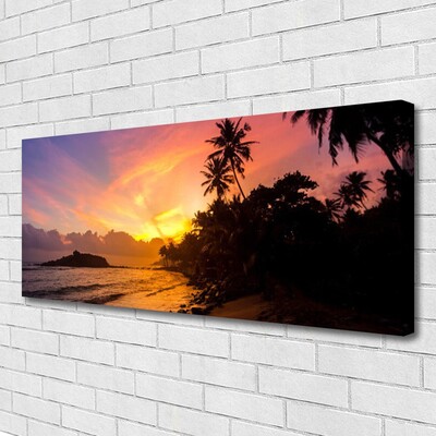 Canvas doek foto Sea sun palm landschap