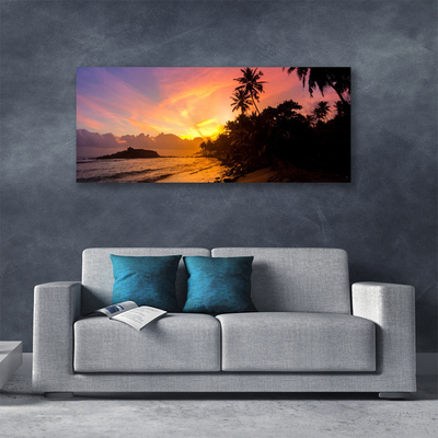 Canvas doek foto Sea sun palm landschap