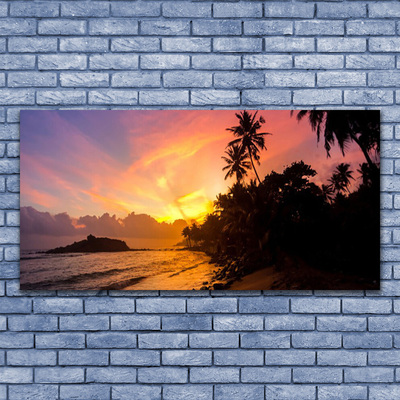 Canvas doek foto Sea sun palm landschap