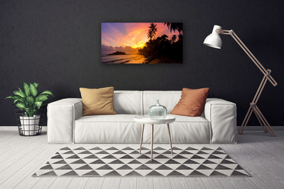 Canvas doek foto Sea sun palm landschap