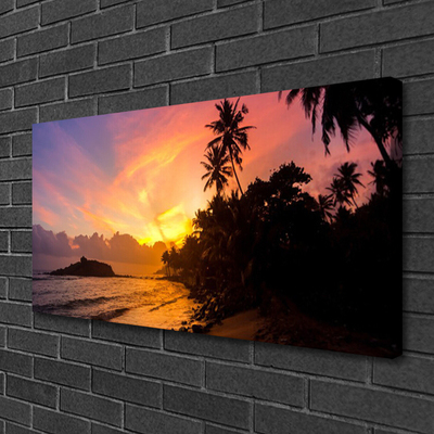 Canvas doek foto Sea sun palm landschap