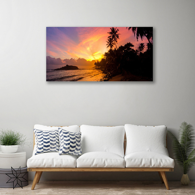 Canvas doek foto Sea sun palm landschap