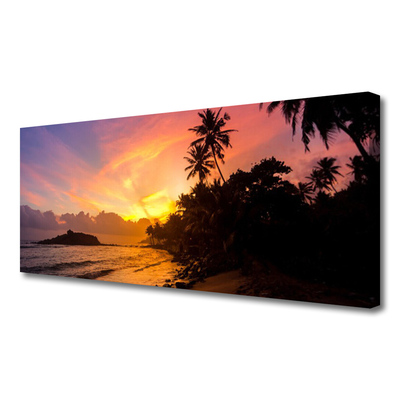 Canvas doek foto Sea sun palm landschap