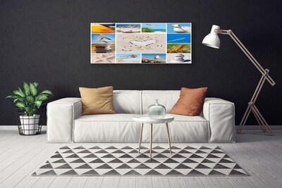 Canvas doek foto Meeuwen ocean beach landschap