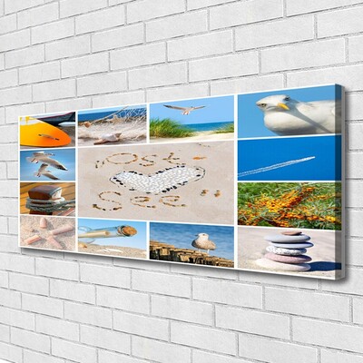 Canvas doek foto Meeuwen ocean beach landschap