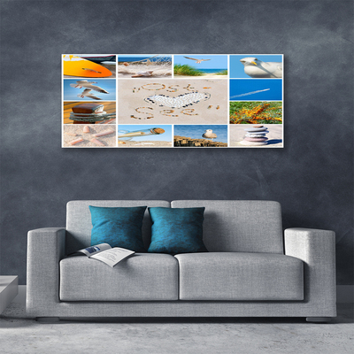 Canvas doek foto Meeuwen ocean beach landschap