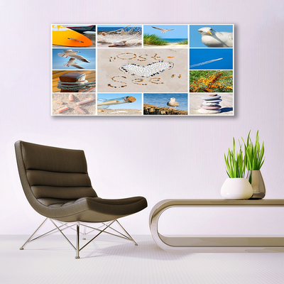 Canvas doek foto Meeuwen ocean beach landschap