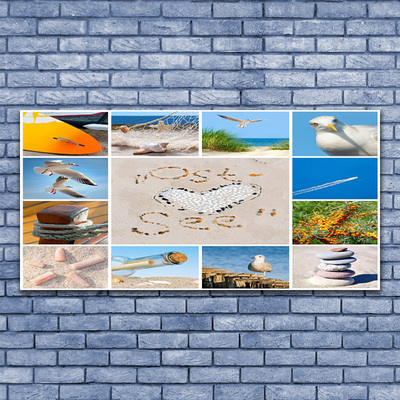 Canvas doek foto Meeuwen ocean beach landschap