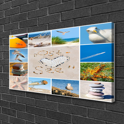 Canvas doek foto Meeuwen ocean beach landschap