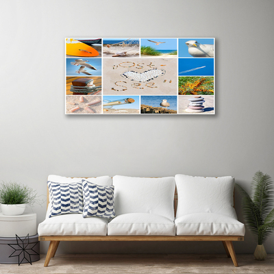 Canvas doek foto Meeuwen ocean beach landschap