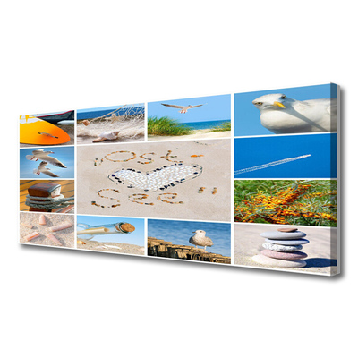 Canvas doek foto Meeuwen ocean beach landschap