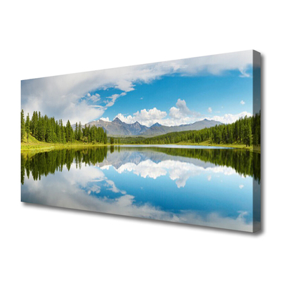 Canvas doek foto Bos bergenlandschap lake