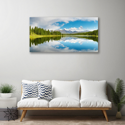 Canvas doek foto Bos bergenlandschap lake