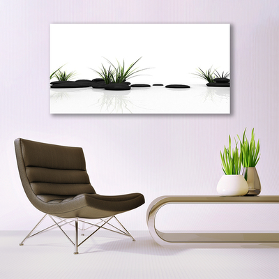 Canvas doek foto Grass water mirror