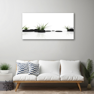 Canvas doek foto Grass water mirror