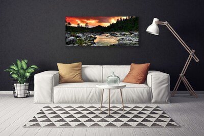 Canvas doek foto Lake river forest nature