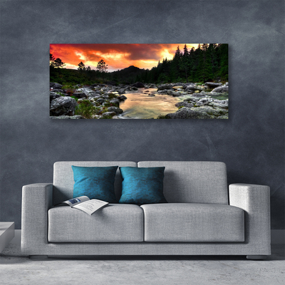 Canvas doek foto Lake river forest nature