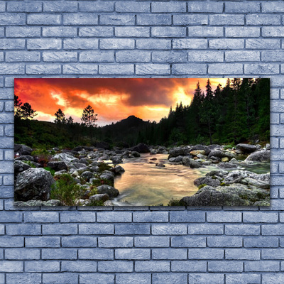 Canvas doek foto Lake river forest nature