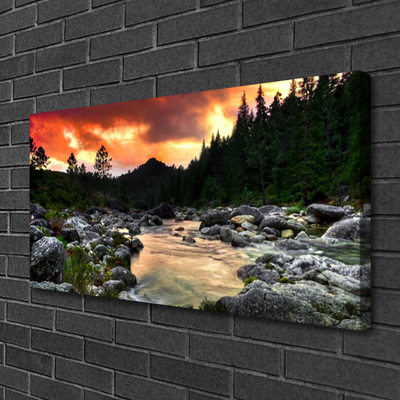 Canvas doek foto Lake river forest nature