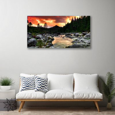 Canvas doek foto Lake river forest nature