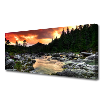 Canvas doek foto Lake river forest nature