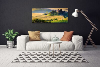 Canvas doek foto Veld landschap bomen