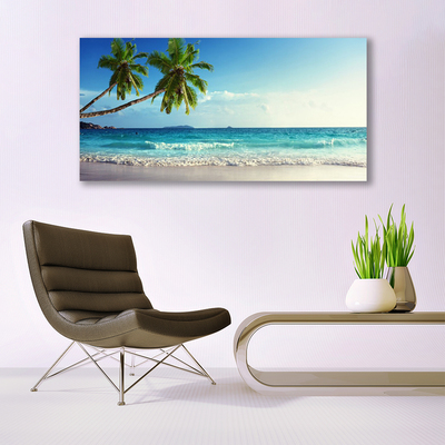 Canvas doek foto Seaside palm beach landschap