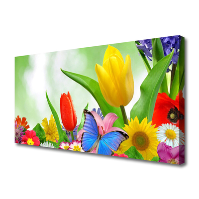 Canvas doek foto Butterfly bloemen nature