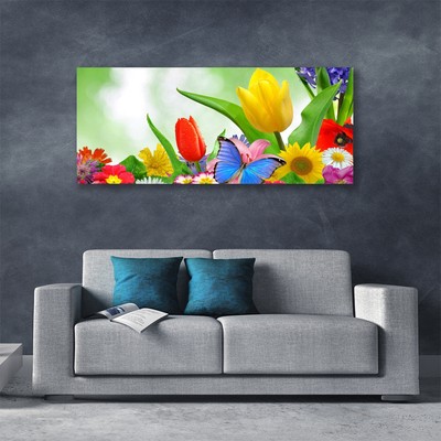 Canvas doek foto Butterfly bloemen nature