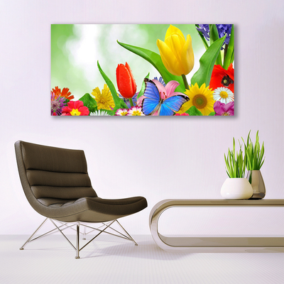 Canvas doek foto Butterfly bloemen nature